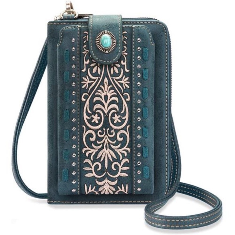 West Western Style Small Crossbody Cell Phone Purses for Women Phone Bags Wallet